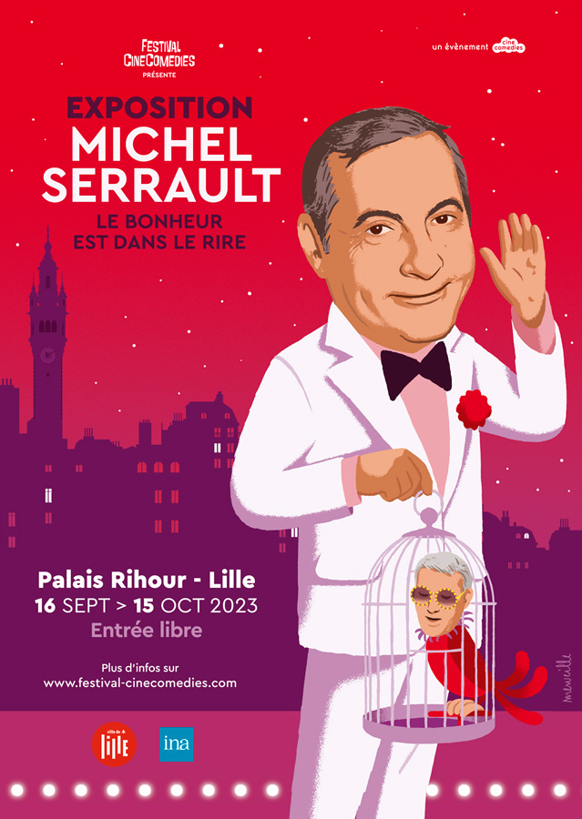 Affiche Exposition Michel Serrault - Illustration : David Merveille